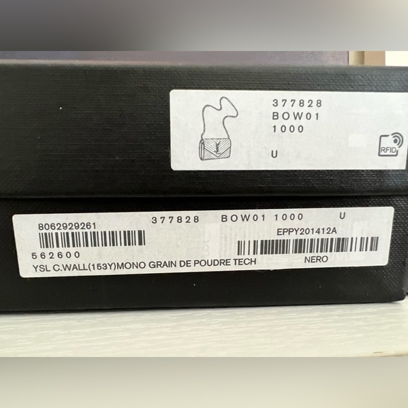 ๐SOLD๐ SAINT LAURENT Large Black WOC Grain de Poudre Wallet on Chain Monogram - Picture 14 of 16